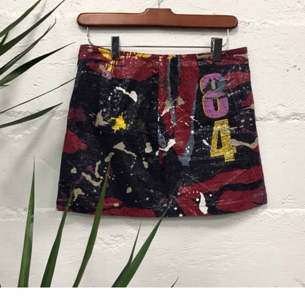 1980s Express paint splattered mini skirt